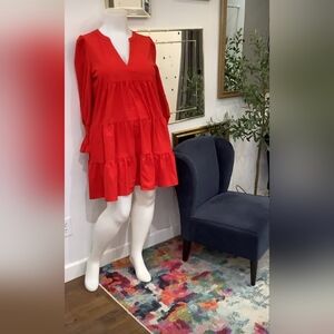 Pomander Place Bold Red Long Sleeve Dress